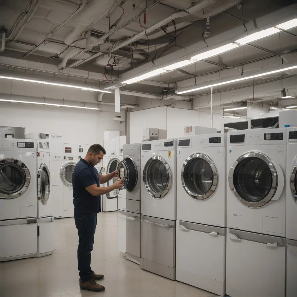 Técnico reparando lavadora